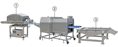 خط تقطيع لحوم بدون عظم آلي إلى مكعبات